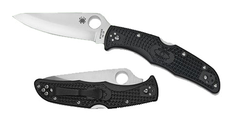 Spyderco Endura 4 Lightweight Plain Folding Knife C10PBK, 3.80" VG-10 Drop Point Blade, Black Textured FRN Handle