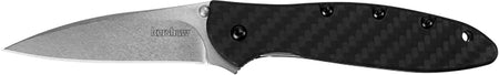 Kershaw Leek Carbon Fiber Folding Knife 3" CPM 154 Stonewashed Drop Point Blade, Includes Pocket Clip