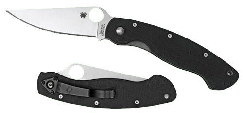 Spyderco Military Folding Knife C36GPE, 4" Plain CPM S30V Modified Clip Point Blade, Black G10 Handle
