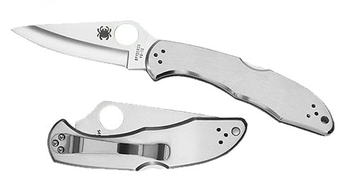 Spyderco Delica 4 Folding Pocket Knife C11P 2.95" VG-10 Stainless Plain Drop Point Blade & Pocket Clip