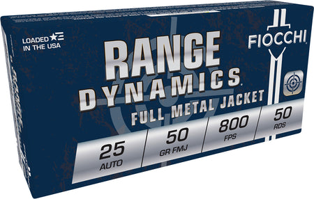 Fiocchi Range Dynamics Full Metal Jacket 50 Grain .25 ACP 800 fps