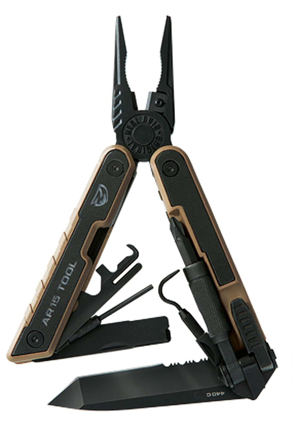 Real Avid AR15 Tool AVAR15T 440C SS Serrated Tanto Knife Black G10 AR Platform
