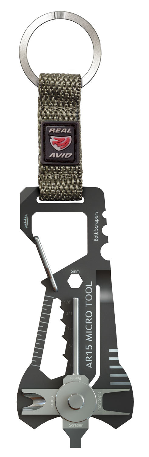 Real Avid AR15 Micro Tool AVMICROAR15 Stainless Steel Black & Gray Key Ring Tool