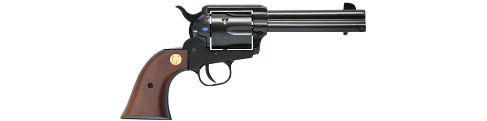 Chiappa Firearms 340053 SAA 1873 Medium Frame 22 LR 6 Shot, 4.75" Blued Steel Barrel, Blued Steel Frame, Blued Cylinder, Wood Grip, Exposed Hammer