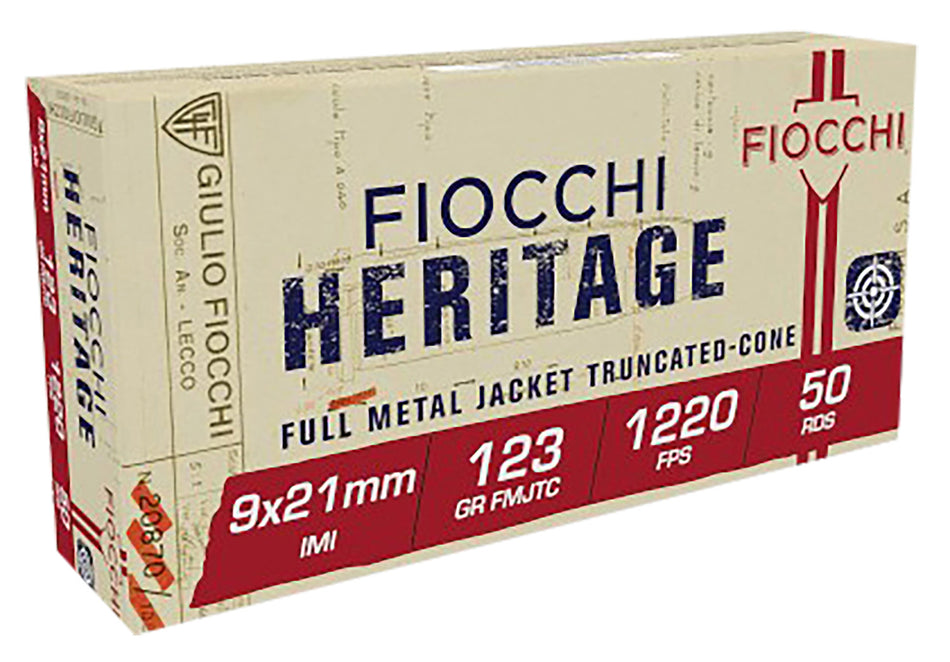 Fiocchi Heritage Full Metal Jacket Truncated Cone 123 Grain 9x21mm IMI 1220 fps