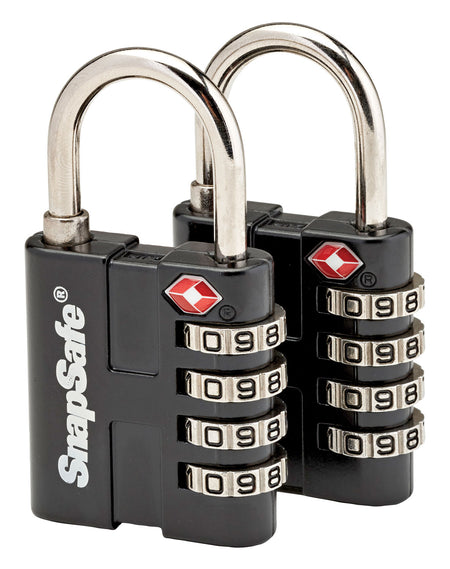 SnapSafe 76020 Resettable 4-Digit TSA Combination Padlocks 2 Pack