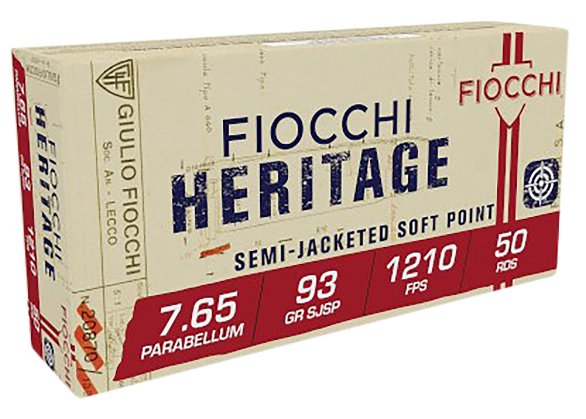 Fiocchi Heritage 7.65x21mm Parabellum 93 grain Semi Jacketed Soft Point ammunition