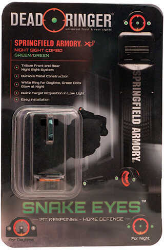 Dead Ringer Snake Eyes Ghost Ring Tritium Sight Set for Springfield XDS Green/Green