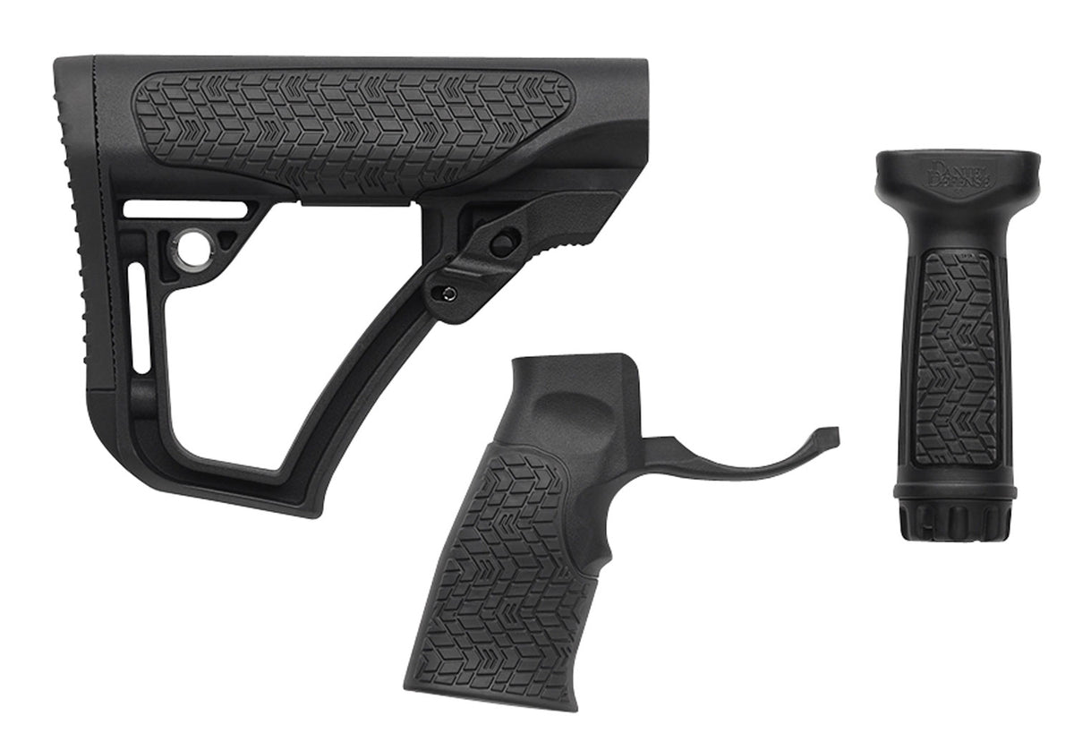 Daniel Defense 2810206145006 AR-15 Black Polymer Adjustable Buttstock Pistol Grip and Vertical Foregrip