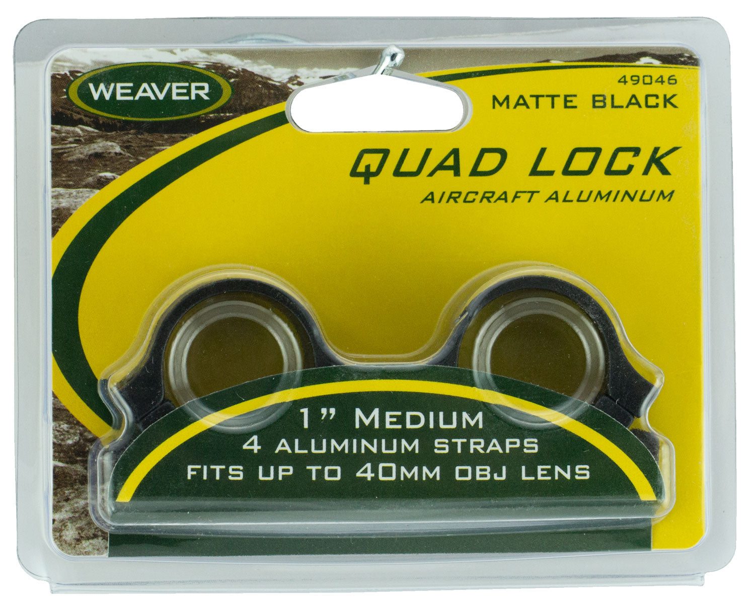 Weaver 49046 Quad Lock 1" Medium Detachable Rings Matte Black