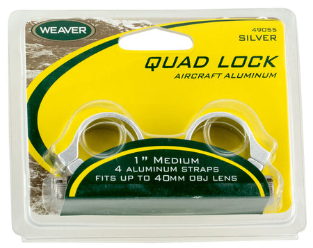 Weaver 49055 Quad Lock 1" Medium Detachable Rings Silver