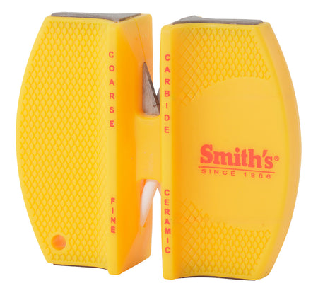 Smiths CCKS 2-Step Carbide and Ceramic Knife Sharpener with Lanyard Hole Yellow Rubber Grip