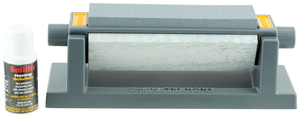 Smiths 51444 3-Stone 6" Knife Sharpening System Rotating Triangle Mount Synthetic/Arkansas Gray