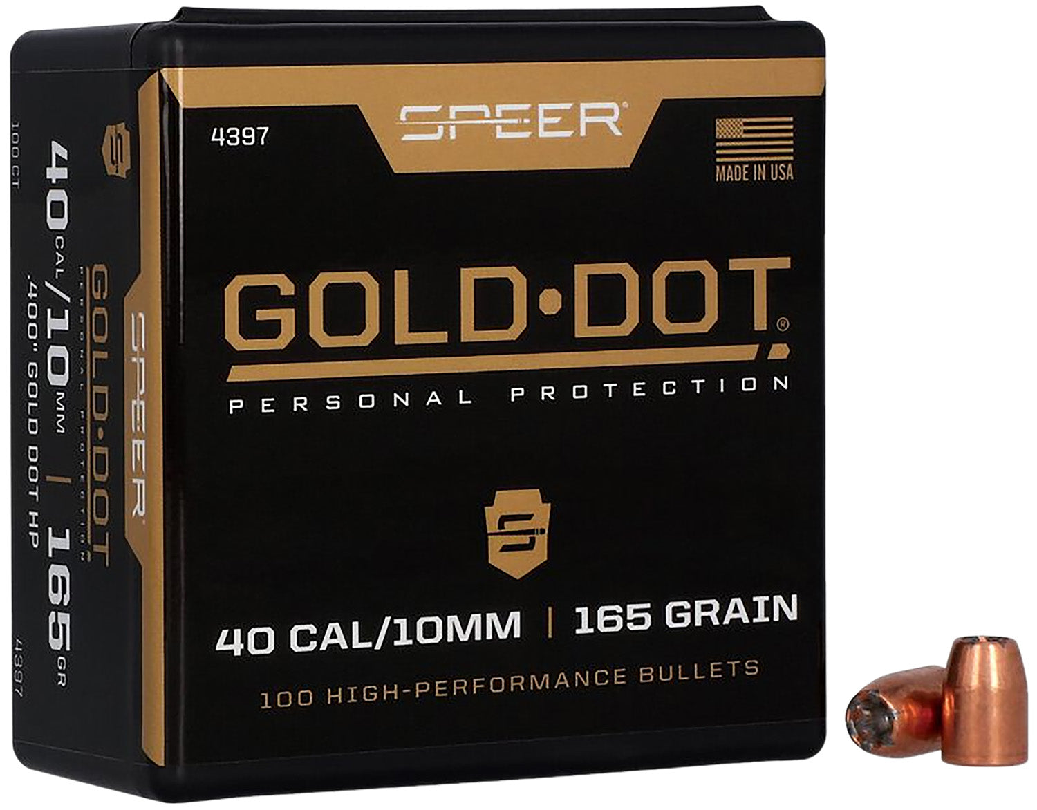 Speer 4397 Gold Dot .40 Caliber .400 165gr Hollow Point Bullets 100/Box