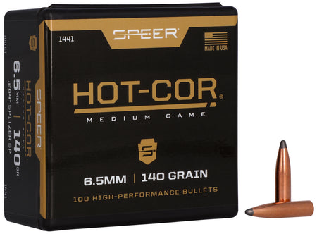 Speer Hot-Cor 264 Cal 140gr Spitzer Soft Point Bullets 100 Per Box