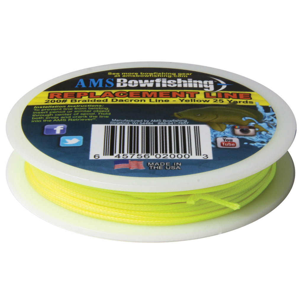 AMS Retriever Style Reel Bowfishing Line Yellow 200 lb. Dacron 25 yds.