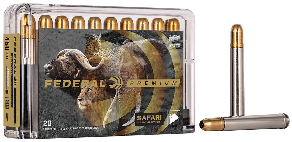 Federal Premium Safari Cape-Shok Trophy Bonded Sledgehammer Solid 500 Grain .458 Winchester Mag 1950 fps