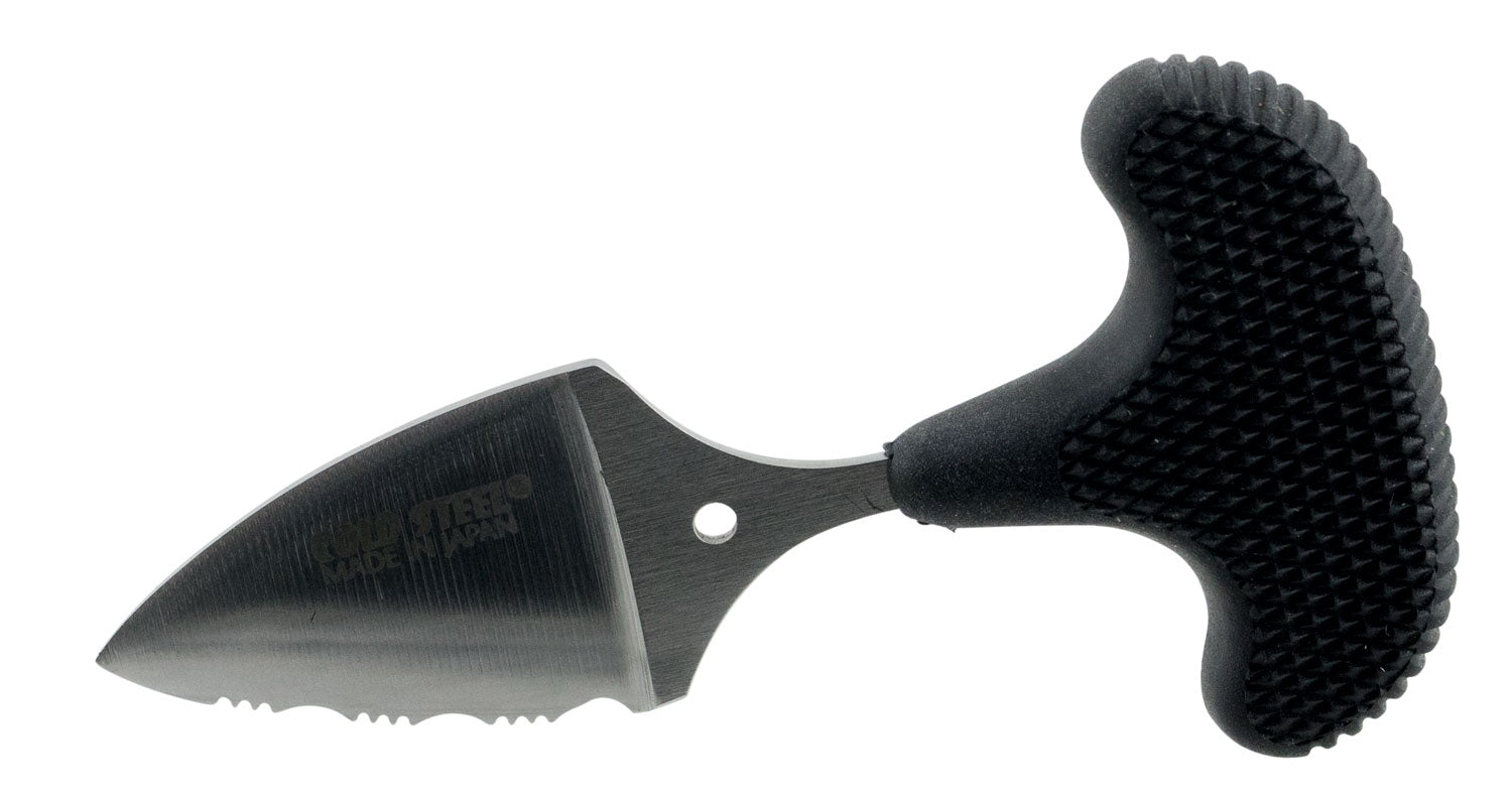 Cold Steel Mini Pal 1" Serrated AUS-8A Stainless Fixed Blade Knife Black Rubber Handle w/ Sheath