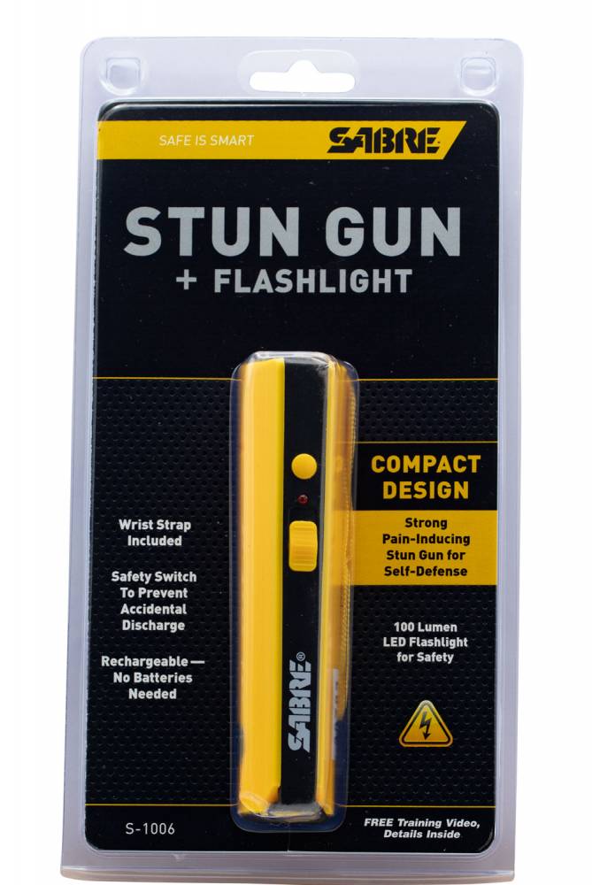 Sabre Yellow Concealable Stun Gun S1006YW 800000V 100 Lumens Plastic