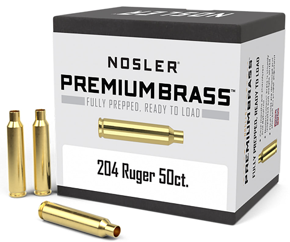 Nosler 10056 Premium Unprimed Brass Cases 204 Ruger Rifle 50/Box