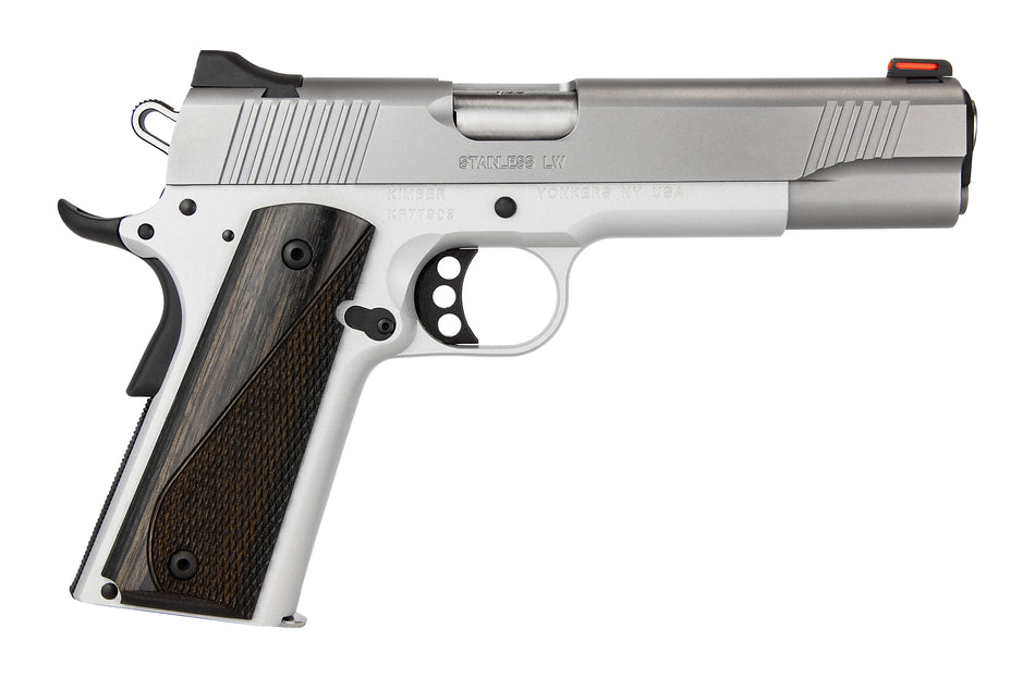 Kimber Mfg, Inc 3700593 LW Arctic 45 ACP 8+1 5" Stainless Match Grade Barrel, Silver Serrated Stainless Steel Slide, Silver Aluminum Frame w/Beavertail, Black/Gray Laminate Grip