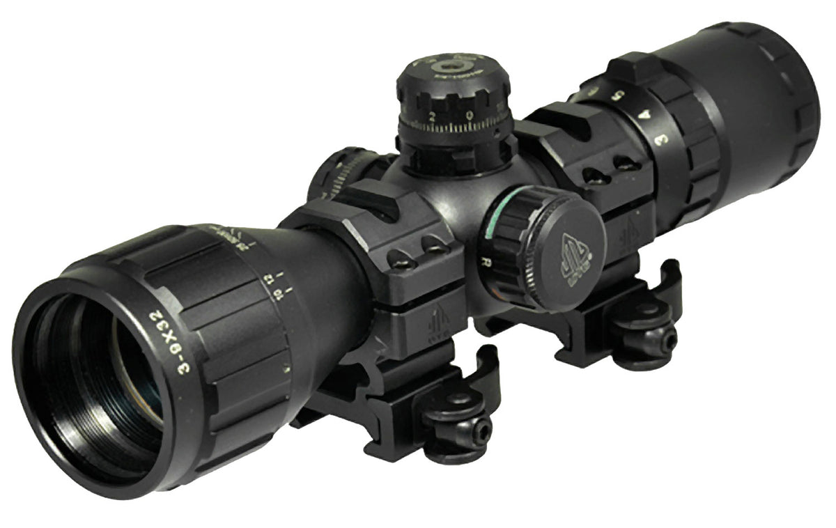 UTG SCP-M392AOLW BugBuster 3-9x 32mm 1-Inch Illuminated R/G Mil-Dot Rifle Scope w/Rings