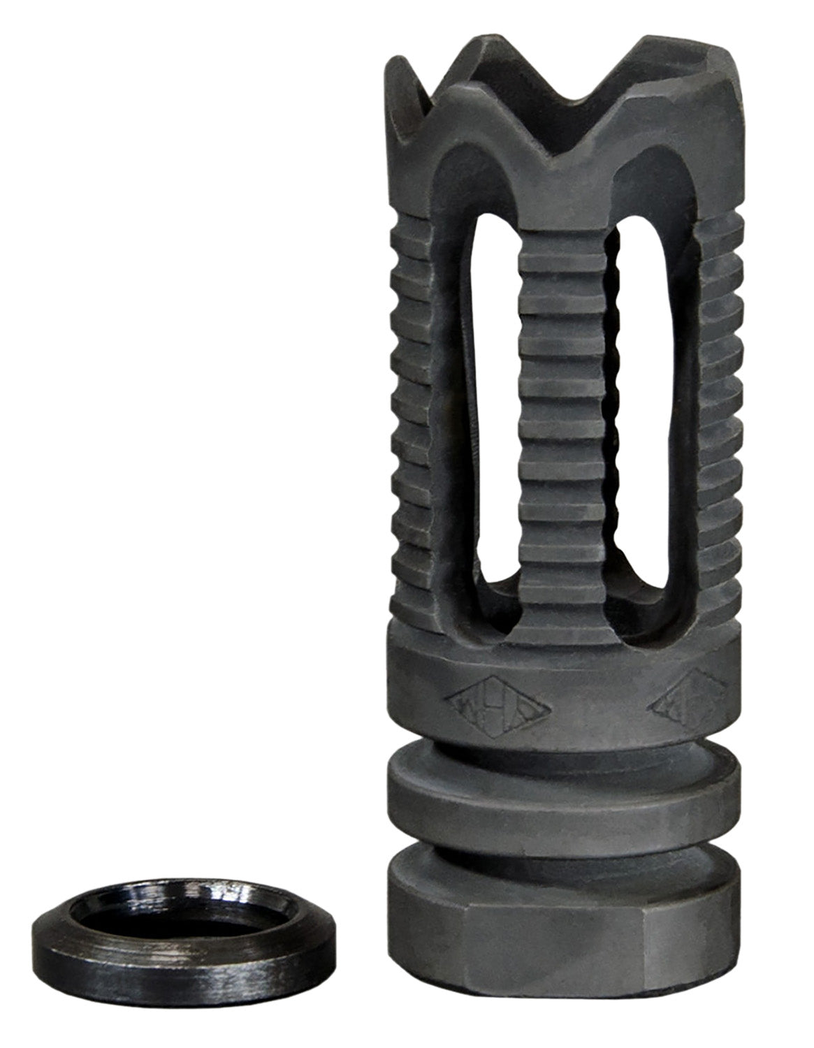 YHM Phantom 285C2 Flash Hider Black Steel with Aggressive Teeth 1/2"-28 TPI 5.56x45mm NATO AR
