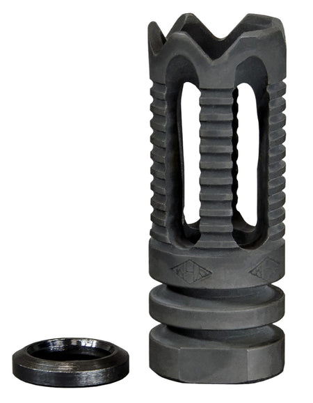 YHM Phantom 285C2 Flash Hider Black Steel with Aggressive Teeth 1/2"-28 TPI 5.56x45mm NATO AR
