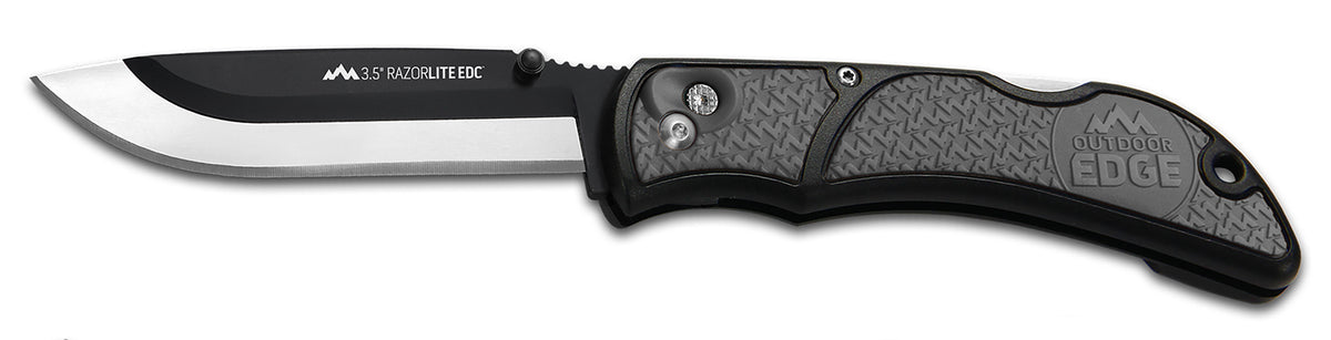Outdoor Edge RazorLite RLY50C 3.50" Folding Plain Drop Point 420J2 SS Blade Gray Handle