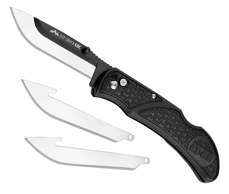 Outdoor Edge Onyx Lite OX30C 3" Plain 420J2 Stainless Folding Blade Black Polymer Handle