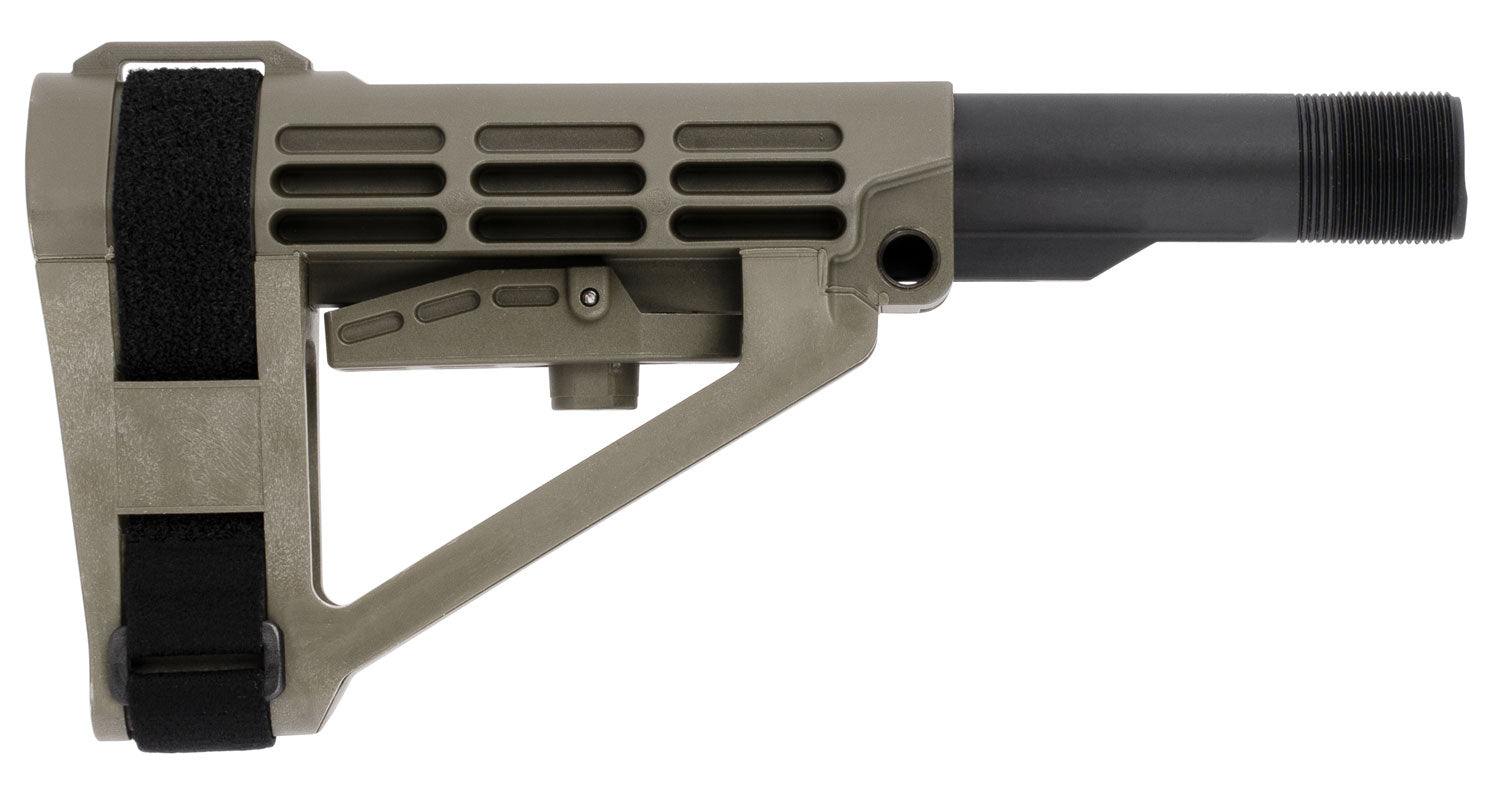 SB Tactical SBA4 OD Green 5-Pos Adjustable Brace with 6-Position Mil-Spec Carbine Extension