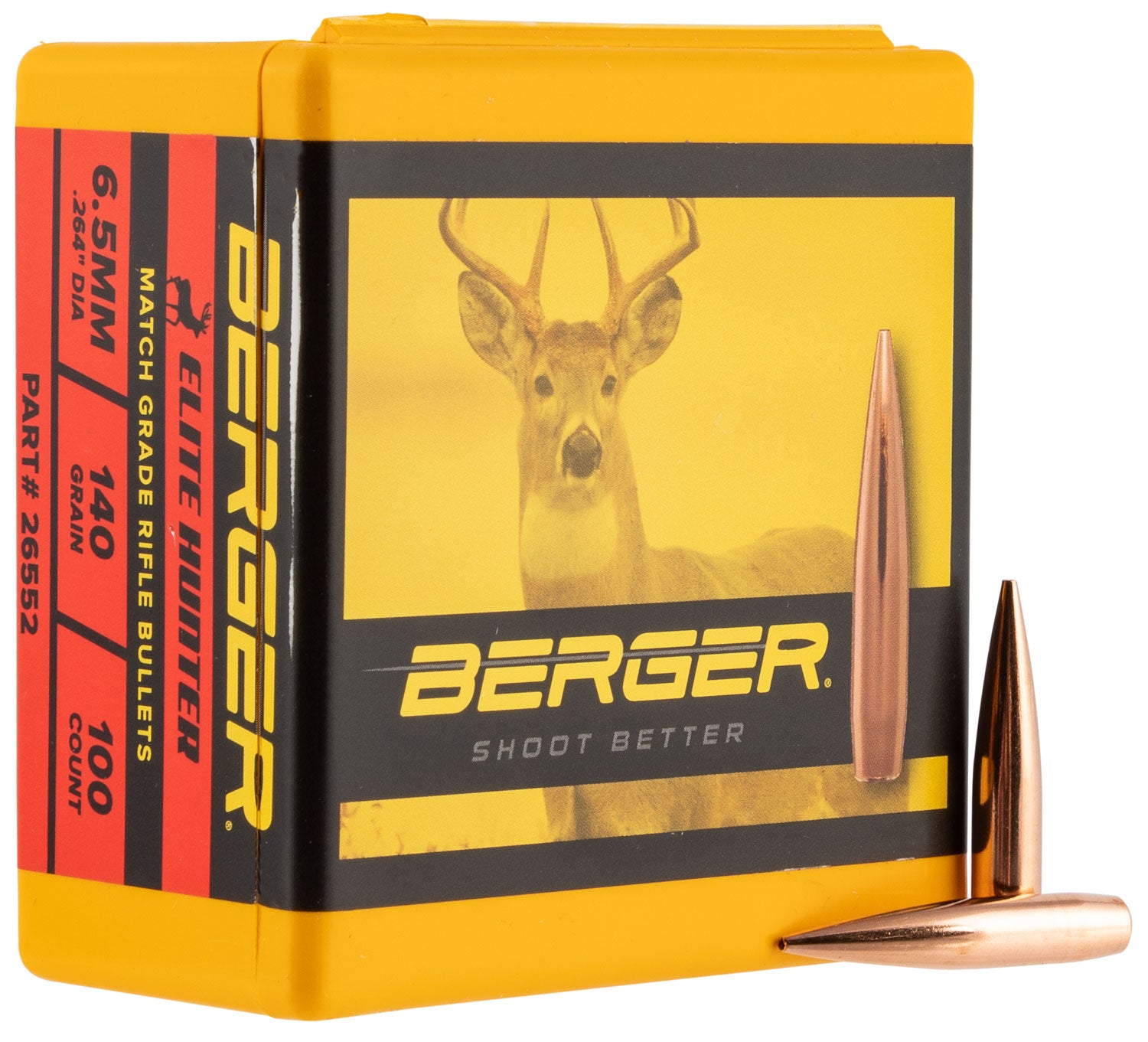 Berger Elite Hunter Match Grade 6.5mm 140gr Boat Tail Reloading Bullets 100/Box