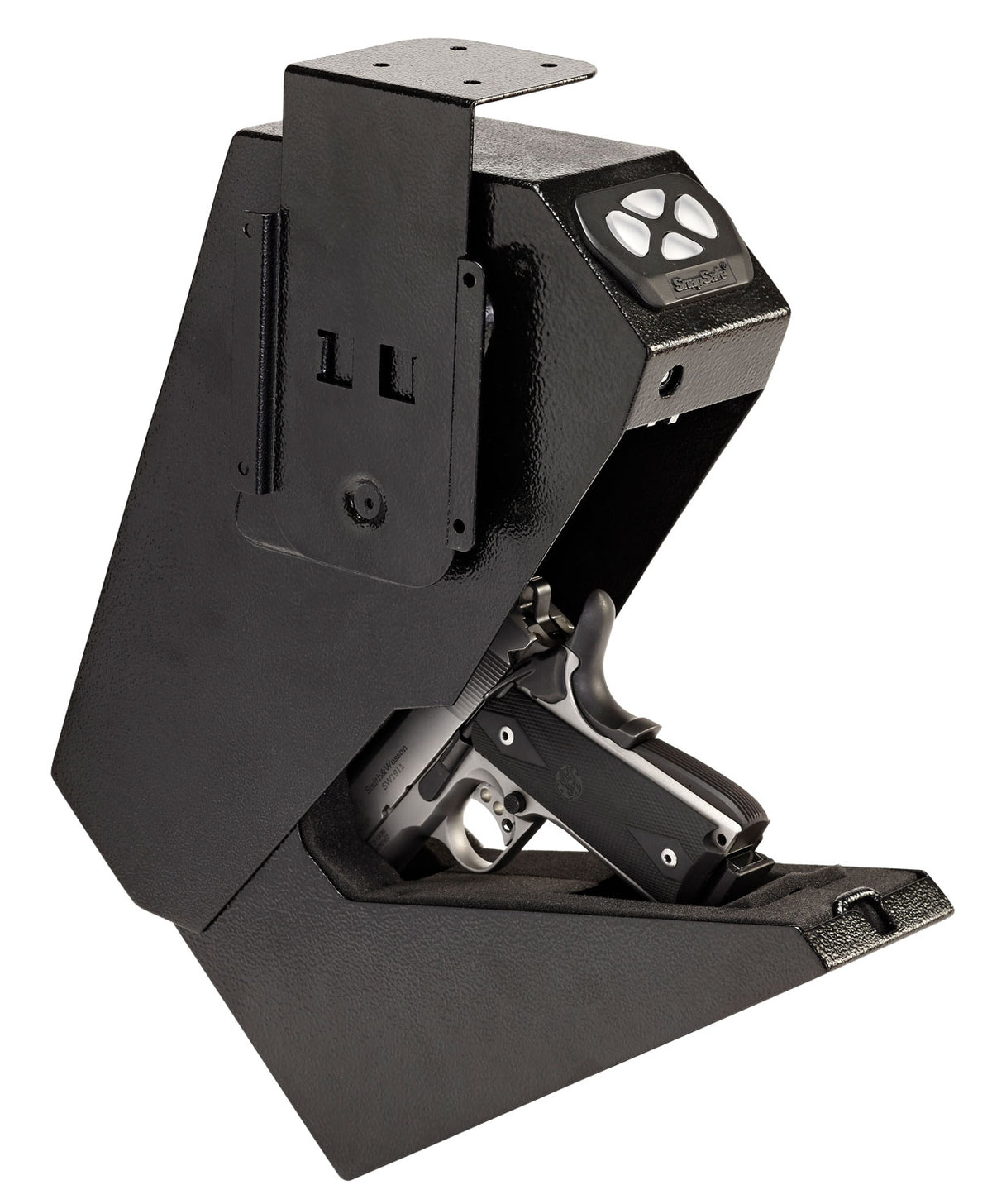 SnapSafe 75431 Keypad/Key Entry Handgun Drop Box Vault, Foam Lined, Black Steel, 13.5" H