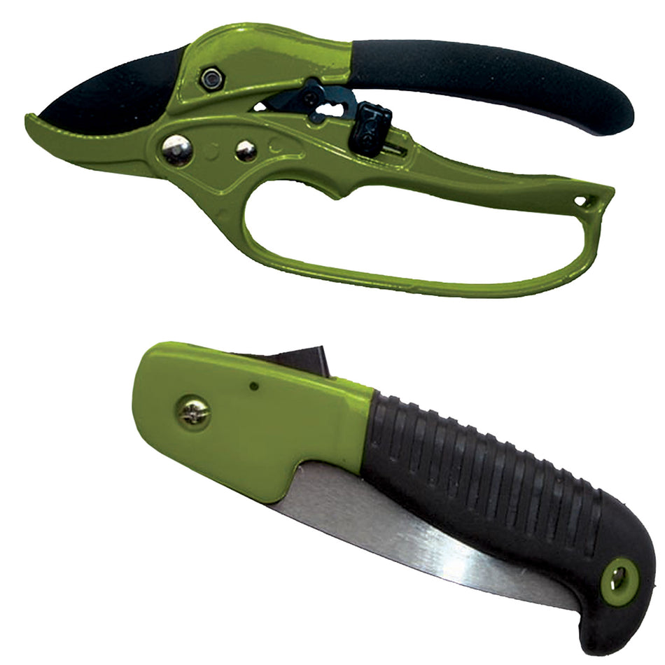 HME 7" Folding Saw and Heavy-Duty Shears Hunter's Combo Pack Black Polymer with Sharp Cutter Head