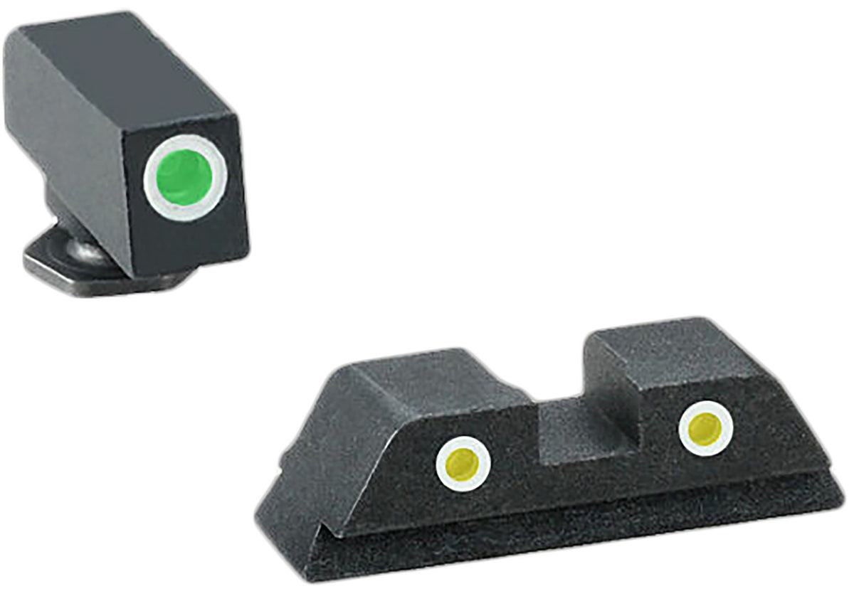 AmeriGlo Classic Tritium Sight Set GL115 Glock Gen 1-4 - Green Front Yellow Rear Outline