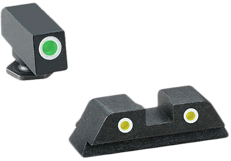 AmeriGlo Classic Tritium Sight Set GL115 Glock Gen 1-4 - Green Front Yellow Rear Outline