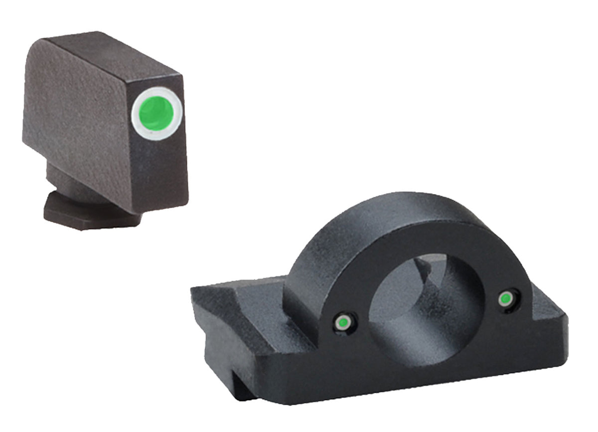 AmeriGlo Ghost Ring Sight Set GL125 Glock Gen 1-4 - Green Tritium w/ White Outline Front