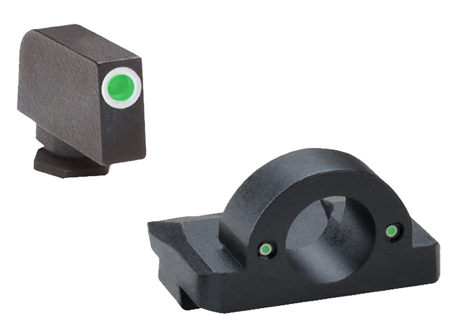 AmeriGlo Ghost Ring Sight Set GL125 Glock Gen 1-4 - Green Tritium w/ White Outline Front