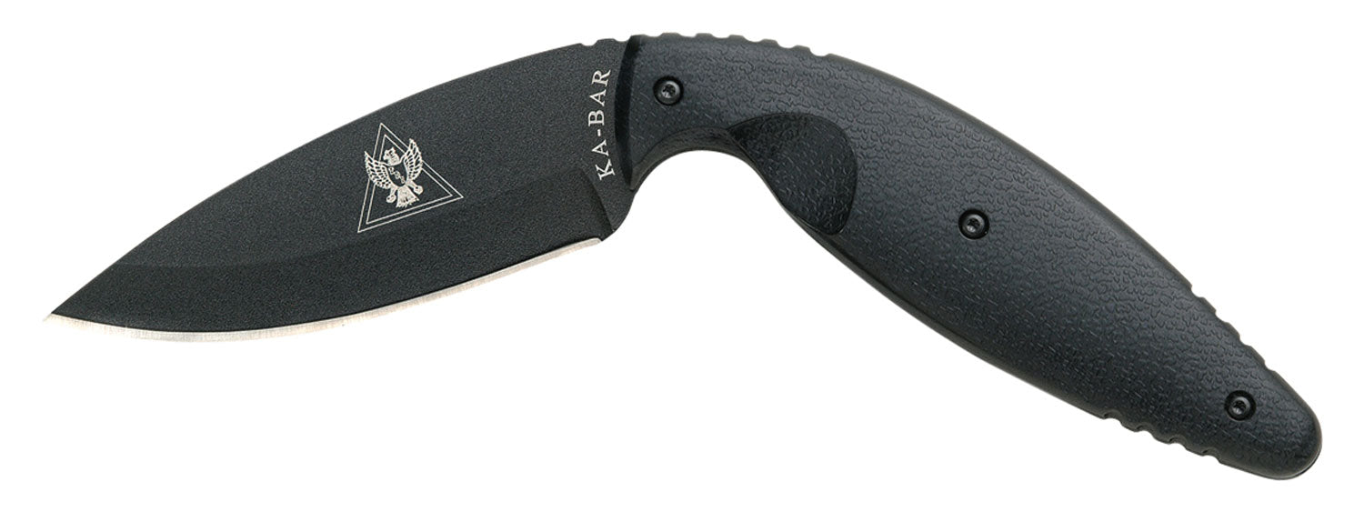Ka-Bar 1482 TDI Law Enforcement Large 3.69" Drop Point Fixed Blade, AUS-8A SS, Black Zytel Handle, Includes Sheath