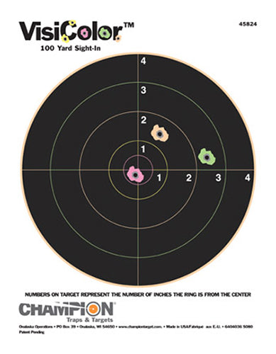 Champion VisiColor Interactive Bullseye Paper Hanging Target 8.5"x11" 10 Pack