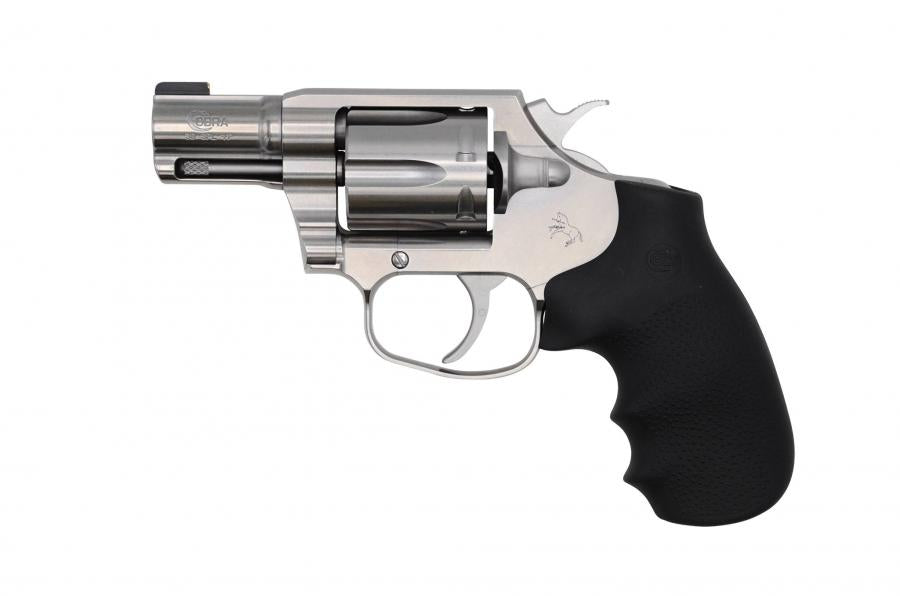 Colt Mfg COBRASB2BB Cobra 38 Special 6 Shot 2" Brushed Stainless Steel Barrel & Cylinder, Matte Stainless Frame, Black Hogue Rubber w/Finger Grooves Grip