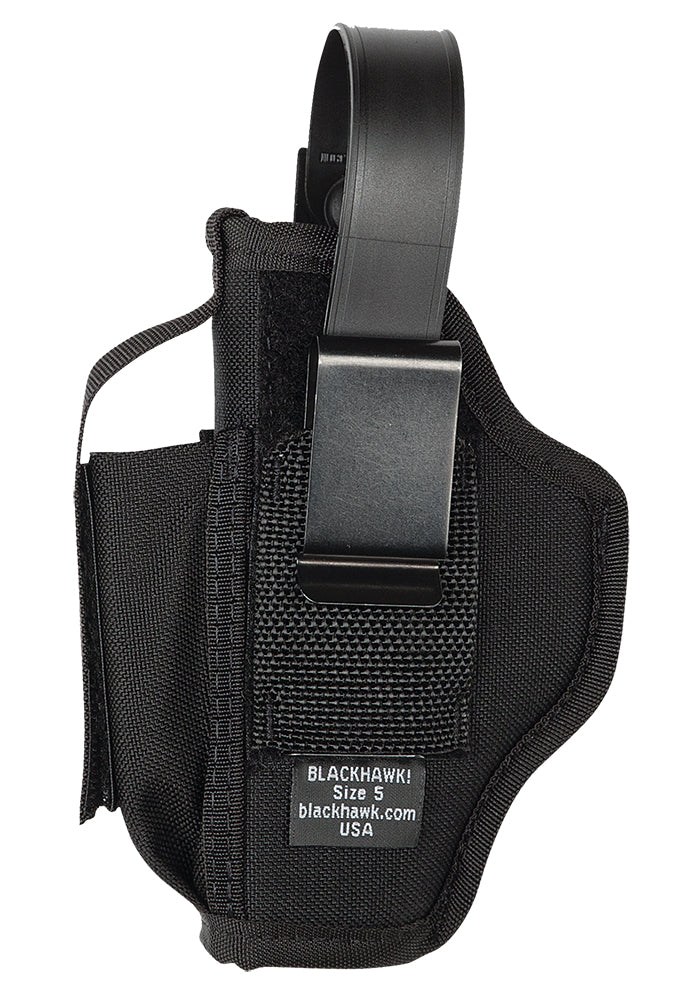 Blackhawk 40AM05BK IWB/OWB Size 05 Black Cordura Nylon Ambidextrous Holster Belt Clip Large Semi-Auto 3.75-4.5" Barrel