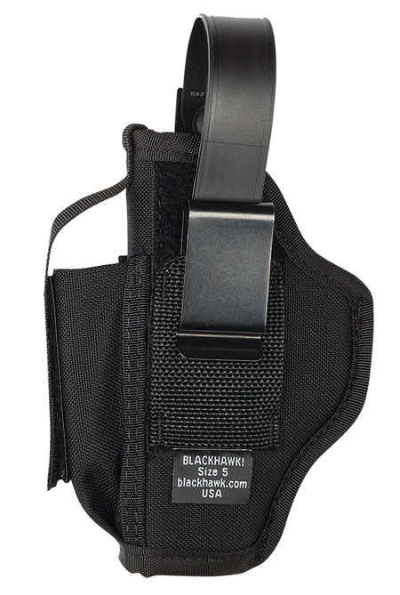 Blackhawk 40AM05BK IWB/OWB Size 05 Black Cordura Nylon Ambidextrous Holster Belt Clip Large Semi-Auto 3.75-4.5" Barrel