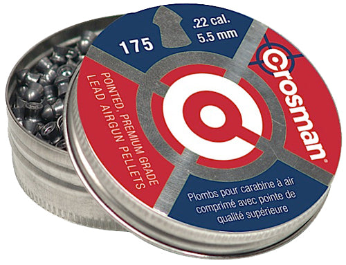 Crosman Premier .22 Pointed Lead Pellet 175-Count Resealable Tin