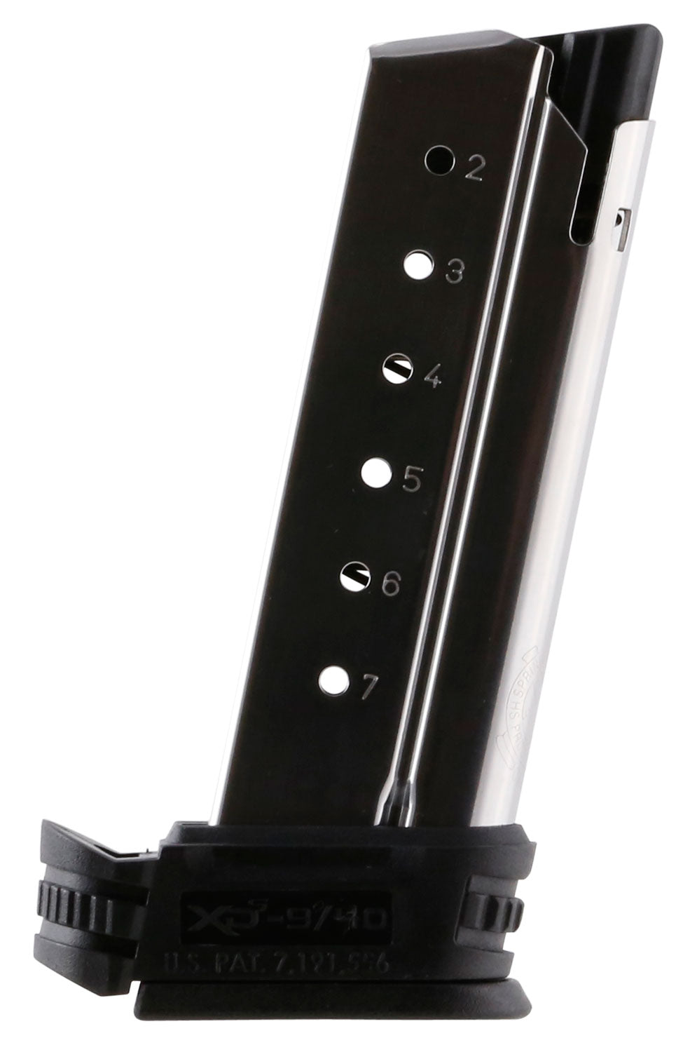 Springfield Armory XD-S 40 S&W 7rd Stainless Magazine XDS4007 with Black Backstrap Sleeves