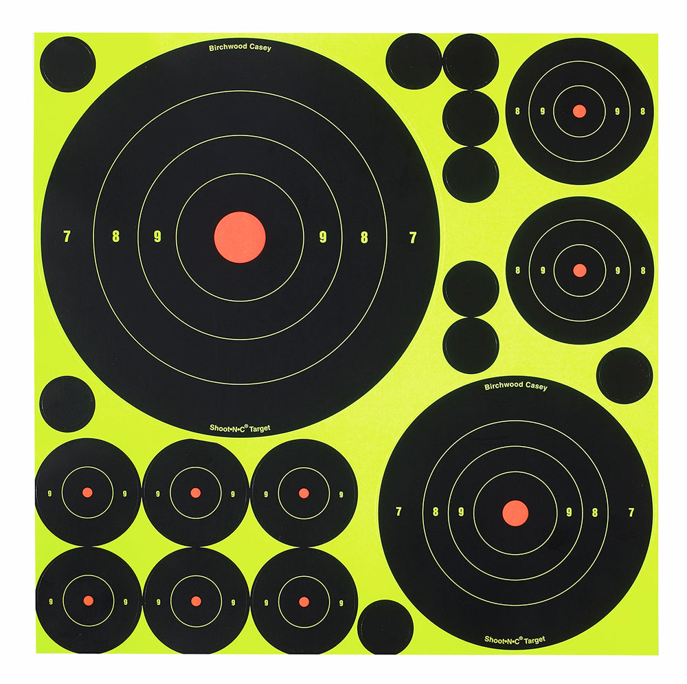 Birchwood Casey Shoot-N-C Assorted Bullseye Reactive Adhesive Target Variety Pack 50 Count