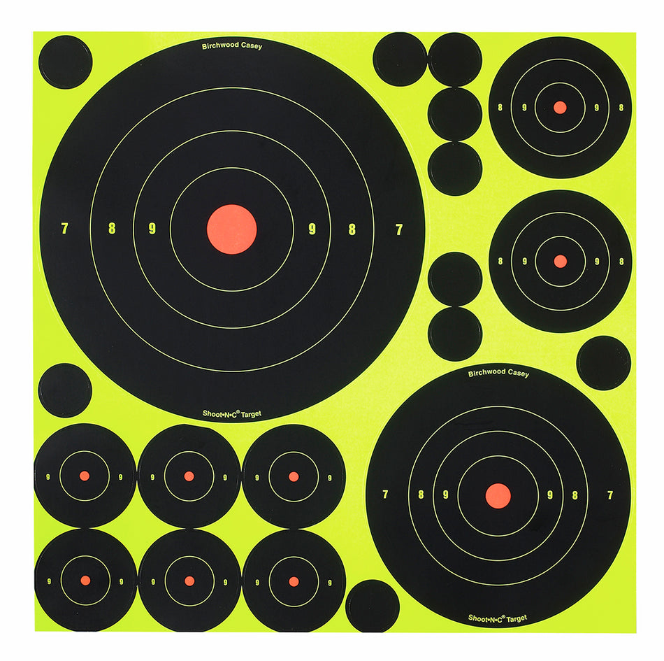 Birchwood Casey Shoot-N-C Assorted Bullseye Reactive Adhesive Target Variety Pack 50 Count