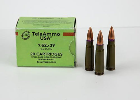 TelaAmmo 7.62x39 124 Grain Full Metal Jacket(FMJ) Non Corrosive Steel case