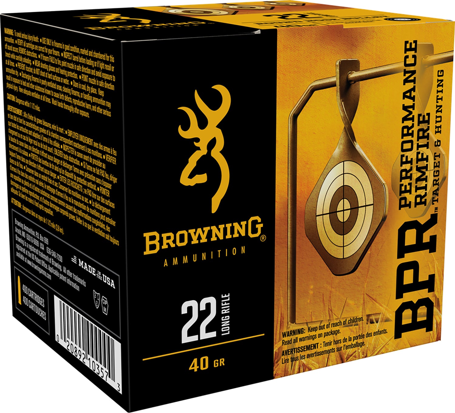 Browning BPR Performance Rimfire Lead Round Nose 40 Grain .22 Long Rifle 1255 fps