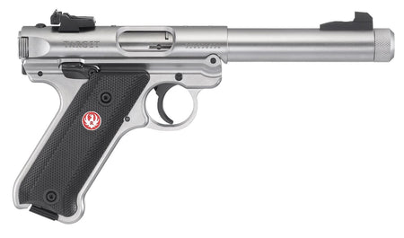 Ruger 40126 Mark IV Target 22 LR 10+1 5.50" Satin Threaded Bull Barrel, Drilled & Tapped Receiver, Satin Stainless Steel Frame, Black Checkered Polymer Grip, Right Hand